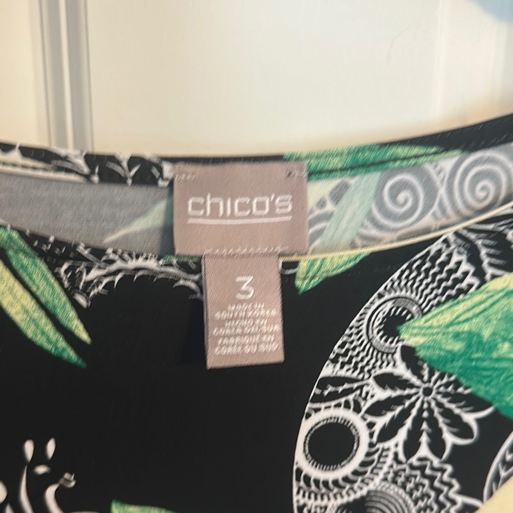 Chico's Floral Print Black Dress - Picture 2 of 4